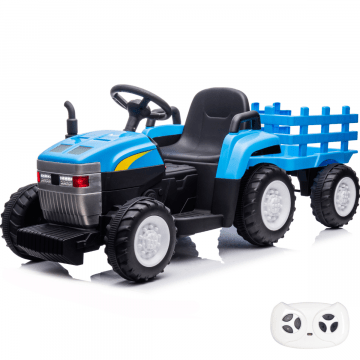 Elektrische Tractor voor Kinderen 12V met Aanhangwagen - Blauw