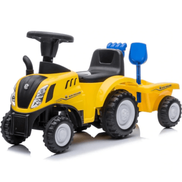 New Holland loopauto tractor met aanhanger geel